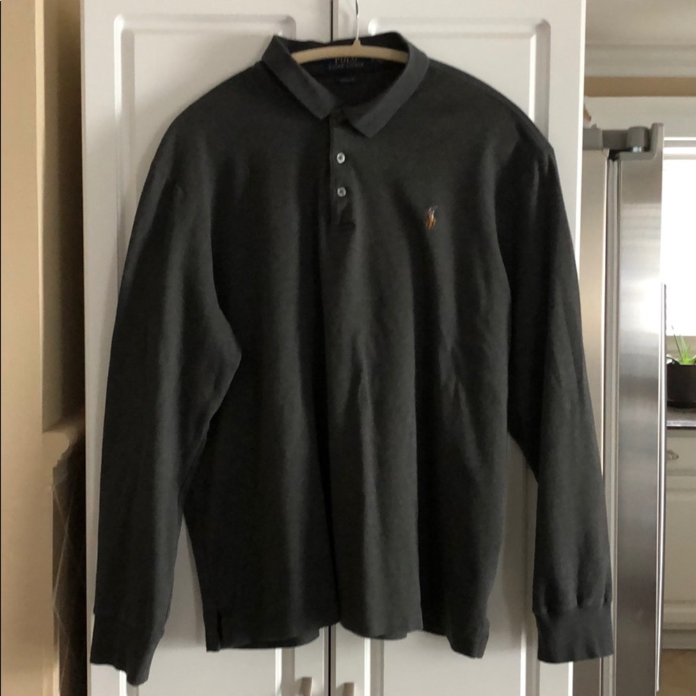 Dark gray Ralph Lauren Long sleeve polo shirt.